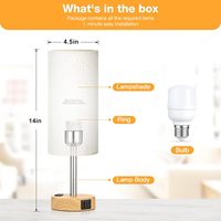 Lampe de bureau électrique halogène moderne avec base en fer, ports de charge USB tactiles, prise de courant flexible, lampe de chevet 3 couleurs, CRI 80 élevé