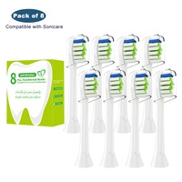 Têtes de brosse de rechange électriques YBK, 8 unités, emballées individuellement, avec capuchon hygiénique, pour voyage, blanchiment, nettoyage domestique