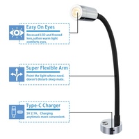 Veilleuse blanche chaude à intensité variable avec chargeur USB-C interrupteur tactile flexible Yacht RV bateau liseuse