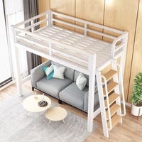Lit superposé en fer avec bureau intégré, mobilier de maison moderne et minimaliste, ensemble de chambre à coucher pour dortoir et appartement avec cadre démontable