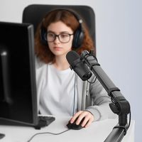 Bras de micro rotatif à profil bas, bras de micro robuste, bras de micro entièrement en aluminium réglable avec pince de bureau pour le streaming