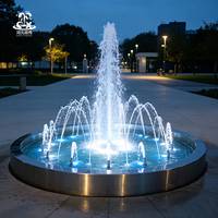 Fuente Musical Circular Pequeña de Acero Inoxidable con Luces LED RGB, Maquinaria Comercial para Paisajismo Acuático en Exteriores