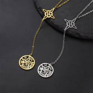 Tétragramme Pentacle Collier En Acier Inoxydable Sorcière Sacrée Noeud Pendentif Chaîne Salomon Sceau Amulette Bijoux Cadeaux - Product Image 3