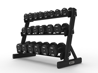 2025 komersial Gym peralatan Fitness 3-Tier Pro gaya rak halter latihan kekuatan penjualan terbaik kabel berat 15 pasang