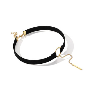 Gargantilla de moda Barra cuadrada colgante Harajuku vintage encaje terciopelo cinta Collar corto gargantilla gran oferta - Product Image 6