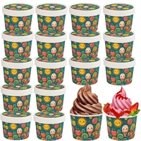 Service OEM, étiquette privée personnalisée, conteneur à dessert écologique imprimé, gobelet en papier pour crème glacée avec couvercle en papier