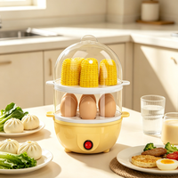 Cuiseur à œufs électrique multifonctionnel avec arrêt automatique de sécurité, double couche, facile à nettoyer, pour petit-déjeuner, usage domestique et cuisine