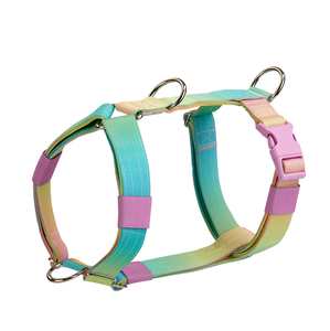 FishPrincess 5cm 개 전술 칼라 세트 합금 버클 나일론 애완 동물 가죽 끈 하네스 통기성 보라색 애완 동물 하네스 세트 - Product Image 4