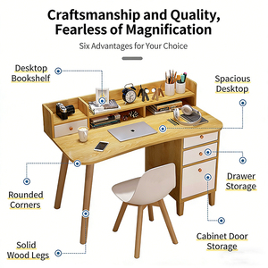 <span class=keywords><strong>Escritorio</strong></span> de Computadora de Madera Blanca con <span class=keywords><strong>Cajones</strong></span> y Estantería, Resistente a la Humedad, para Estudio y Oficina - Product Image 3