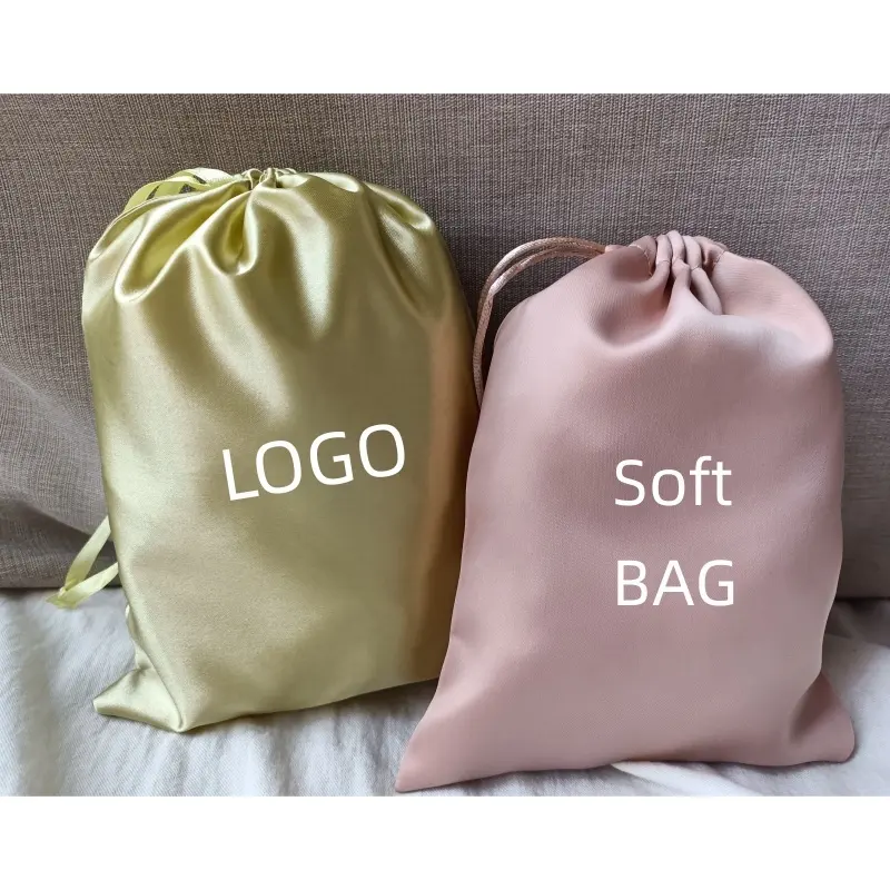 Bolsa para sapatos, sacola de algodão de veludo com cordão de seda cetim