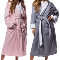 Peignoir de luxe personnalisé à double couche avec col châle doublé en microfibre et bordure