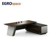 EGROspace Mobilier de Direction – Bureau Organisateur en Bois en Forme de L pour Directeur