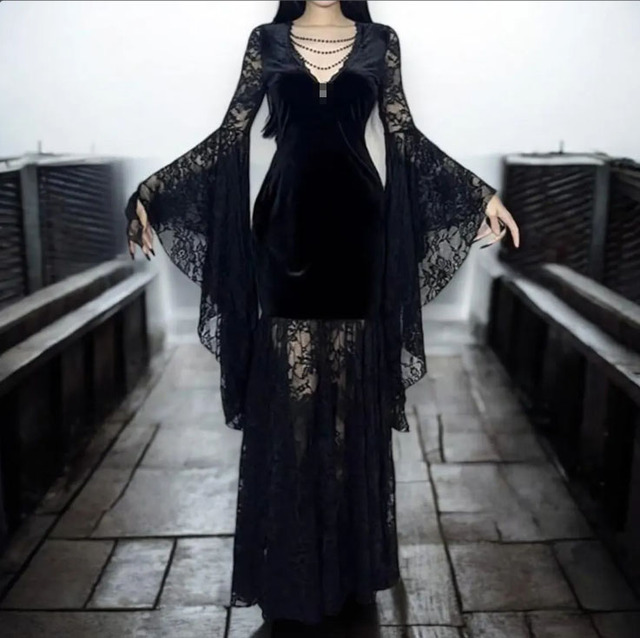 Medieval Halloween Christmas Performance Wear Gothic Lace Dress Velvet & Lace Dress Witches Victorian Dress Fashion