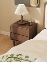 Table de chevet en bois massif en caoutchouc avec 2 tiroirs, armoire de rangement moderne et simple pour chambre à coucher, meubles de maison CTG007