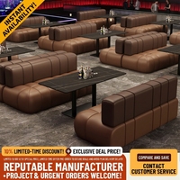Canapé de bar moderne minimaliste en bambou, cabine KTV, salle privée, ensemble de bar commercial en forme de L, table et chaises sur mesure, adossé au mur