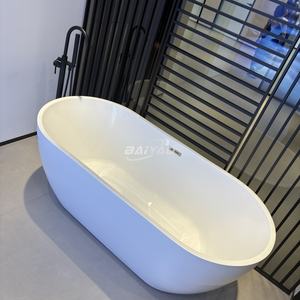Baignoire ovale portable en acrylique, design moderne, autoportante, blanche, avec drain, pour usage hôtelier – Offre Spéciale - Product Image 4