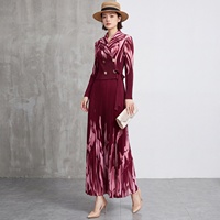 Robes pour femmes à prix de gros direct usine – Robe plissée ample taille haute décontractée style Miyake pour l'automne