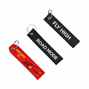 Wholesale Sell Freedom Theme Car Airplane Keychain Jet Tag Custom Two-Sided Text Logo Embroidered Keychain - Product Image 1