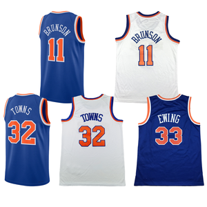 Camiseta de Baloncesto para Hombre Cosida de Alta Calidad al por Mayor, Nueva <span class=keywords><strong>York</strong></span> # 11 Jalen Brunson # 32 Karl-Anthony Towns # 33 Patrick Ewing - Product Image 1