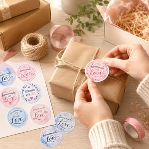 สติกเกอร์รูปหัวใจทำมือ 120 ชิ้น สีชมพู สีฟ้า ป้ายของขวัญ ป้ายติดซองจดหมายแบบมีกาวในตัว สำหรับงานอบขนม งานฝีมือ บรรจุภัณฑ์ธุรกิจขนาดเล็ก S - Product Image 6