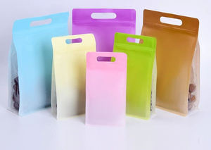 Sachet alimentaire en plastique coloré à fond plat pour thé, café en poudre, qualité alimentaire, avec fermeture éclair, pochette autoportante et poignée - Product Image 4