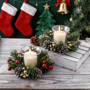 Corona Navideña Artificial de Plástico con Bayas Rojas, Decoración para Fiestas Navideñas - Product Image 6