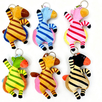 Porte-clés en peluche zèbre amusant avec gros derrière, rayures colorées, breloque de sac en peluche, pendentif de sac à dos unique et doux pour la décoration