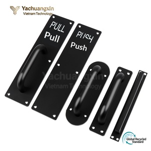 Manijas de Empuje y Tracción para Puertas de Acero Inoxidable Negro, Herrajes de Placa Plana para Instalación en el Hogar - Product Image 5