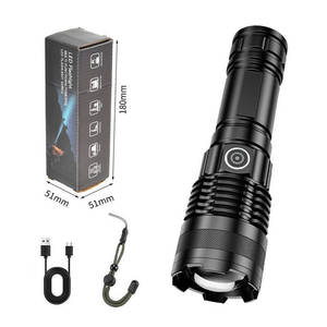 Aluminum Alloy <b>Flashlight</b> Led Rechargeable Zoomable Dimmable Outdoor <b>Torch</b> With Usb Cable - Product Image 4