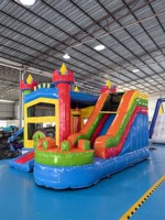 Château gonflable arc-en-ciel avec toboggan, structure de saut gonflable de qualité commerciale en PVC
