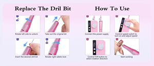 Taladro de Uñas Inalámbrico, Herramienta Eléctrica de Manicura y Pedicura con Pantalla Digital, Carga USB y Múltiples Puntas - Product Image 3