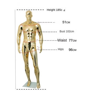 หุ่นโชว์เสื้อผ้าผู้ชายแบบเต็มตัว หุ่นชายพลาสติกแข็งแรง กล้ามเนื้อเด่น สีทอง - Product Image 4