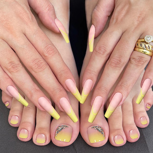 48 faux ongles de pieds en ABS, style français, à presser, longs, forme stiletto carrée, couvrance totale, pour salon de pédicure - Product Image 2