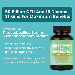 Suplemento de Probióticos y Prebióticos OEM, 50 Mil Millones de UFC, Salud Inmunológica y Digestiva <span class=keywords><strong>para</strong></span> Mujeres, Cápsulas Vegetales de Liberación Retardada, 60 Unidades - Product Image 2