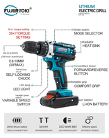 Perceuse Sans Fil Multifonctionnelle à Batterie Lithium 21V, Tournevis à Chocs, Kit Bricolage OEM, Garantie 1 An, Vitesse Variable FUJIIRYOKI