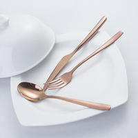 Table à manger de luxe personnalisée professionnelle en usine vaisselle en or rose polonais miroir ensemble de couverts