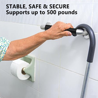 Barres d'appui antidérapantes en acier inoxydable avec poignées en caoutchouc pour baignoires et douches, support pour personnes âgées et femmes enceintes
