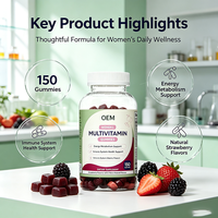Gummies multivitaminées pour femmes, 150 unités, complément OEM pour le métabolisme énergétique et le soutien de la santé du système immunitaire