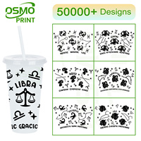 Autocollants de transfert UV double face Osmo 24oz pour gobelets en plastique lavables, motif imprimé léopard pour gobelets