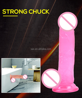 SacKnove - Dildo de Cristal de Gelatina con Ventosa de 7 Pulgadas, Tamaño M, Regalos Novedosos para Adultos, Juguetes Sexuales para Mujeres Principiantes