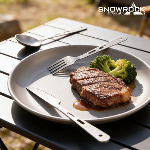 Ensemble de couverts ronds en titane Snowrock, portable, pour le camping en plein air, pique-nique, couverts écologiques - Product Image 5