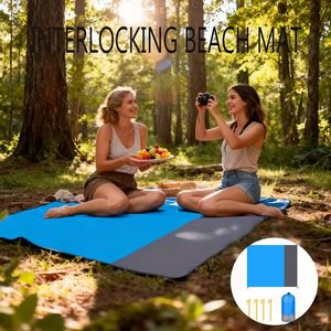 Tapis pliable portable pour 7 adultes, en polyester, pour la famille, les voyages en plein air, la plage, imperméable - Product Image 6