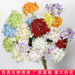 Bouquet de fleurs d'hortensia artificielles, branche unique, fleurs en soie plastique pour la décoration de la maison et des mariages, style Instagram Forêt Française - Product Image 5