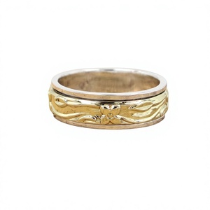 925 Sterling Silver Gold Plated <b>Spinner</b> <b>Ring</b> Trendy Christian Handmade Antique Fine Jewelry Certified - Product Image 1