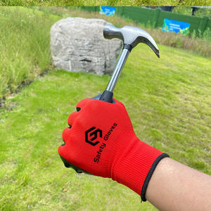 قفازات إنشاءات مطلية بالنتريل باللون الأحمر والبوليستر الأسود 13 جرام من CHUANGYING ، قفازات عمل للرجال بالجملة - Product Image 3