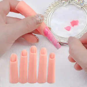 Misscheering Nail Art Training Hand False Finger Nail Tips Manicure Wholesale Practice Model Nail Display Silicone Finger