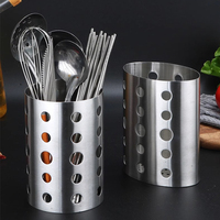 Support à ustensiles rond perforé en acier inoxydable pour barbecue, restaurant et cuisine – Cylindre ventilé pour baguettes et couverts