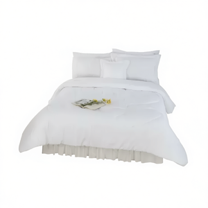 Parure de lit Liza blanche 1,8 m en coton avec housse de couette, draps et volants, pour toutes les saisons, usage domestique - Product Image 1