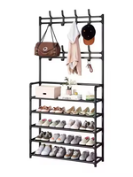Porte-manteau et porte-chaussures pliant en métal sur pied, personnalisé 2024, pour chambre et dortoir, avec crochets, le plus vendu