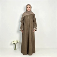 Robe Abaya Modeste Gulf pour Femme, Manches Brodées, Vêtement Musulman Islamique, Dubaï EAU Arabie Saoudite, Longueur Ras du Sol